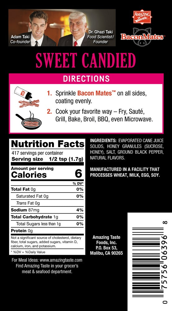 Baconmates Sweet Candied Bacon Seasoning Shaker Amazing Taste Foods, Inc