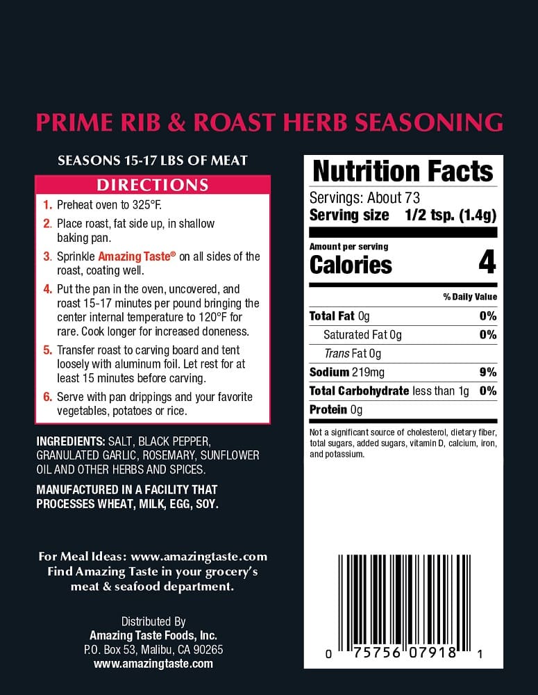 Amazing Taste® Prime Rib & Roast Herb Seasoning Packet, 3.6 oz - Kroger